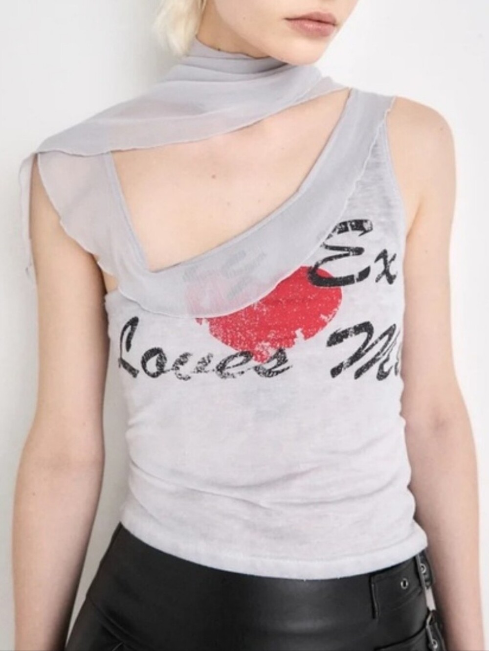 NWT JADED LONDON Slogan Asymmetric Vest US 6